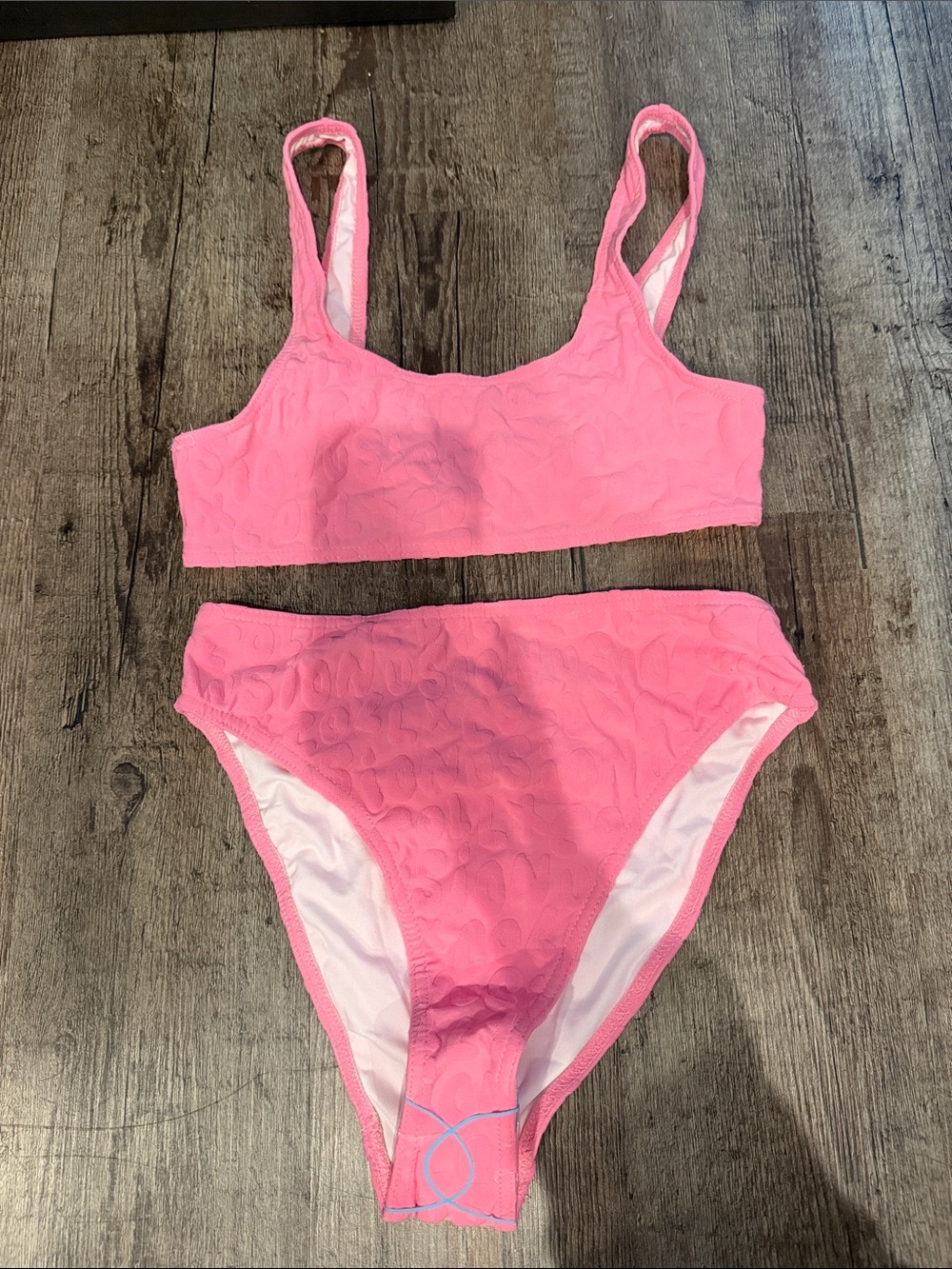 Textured Pink Two-Piece Bikini Set